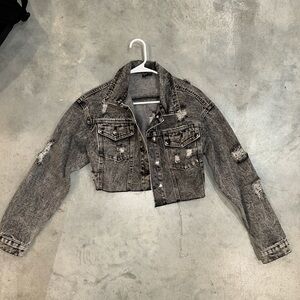 SHEIN Washed Black Denim Jacket